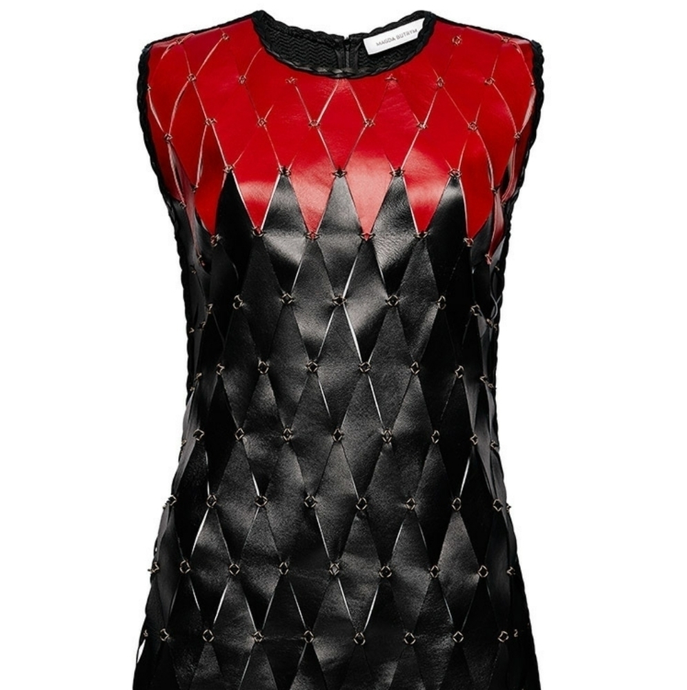 Magda Butrym Dress Campinas Leather Mini Sz 6 Grunge Punk 90s Y2K Whimsigoth‎ - Picture 3 of 7